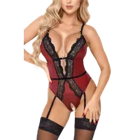 Body ouvert rot schwarz Body ouvert rot schwarz