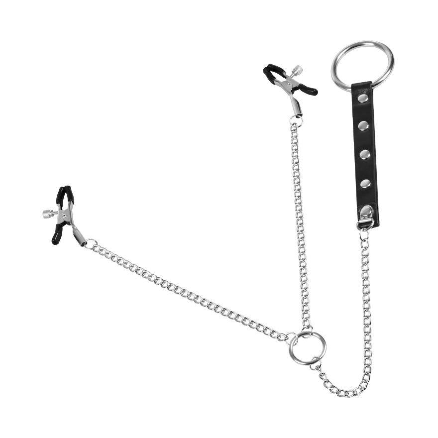 Nippelklemmen mit Metall-Penisring Nippelklemmen mit Metall-Penisring