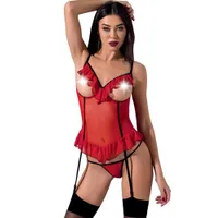 Passion Cherry: Ouvert-Strapshemd, rot/schwarz (2XL/3XL) Passion Cherry: Ouvert-Strapshemd, rot/schwarz (2XL/3XL)