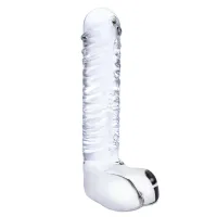 Glas - Realistic Ribbed Glass G-Spot Dildo with Balls Glas - Realistic Ribbed Glass G-Spot Dildo with Balls