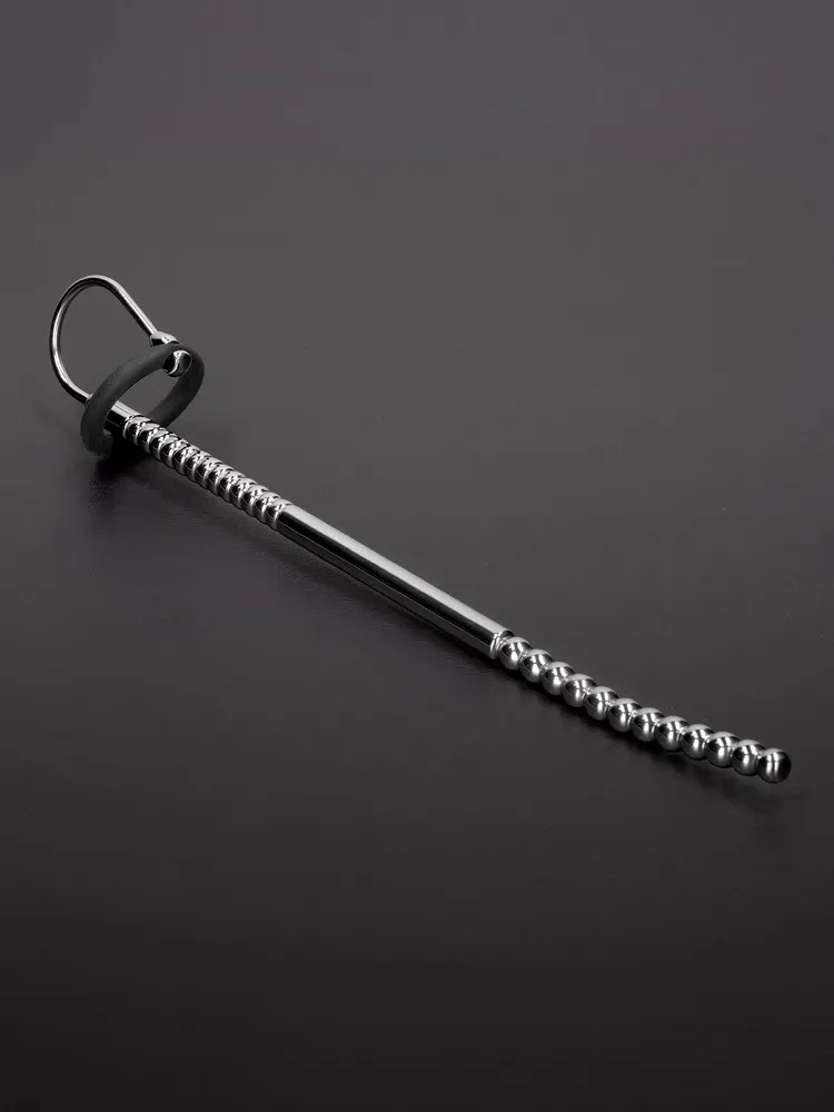 Triune Multi Beads Urethral Sounding: Edelstahl-Dilator mit Silikon-Eichelring Triune Multi Beads Urethral Sounding: Edelstahl-Dilator mit Silikon-Eichelring