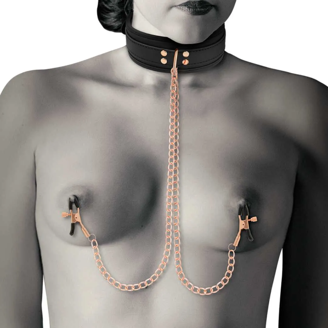 Halsband mit Nippelklemmen und Gold-Details – Bild 4