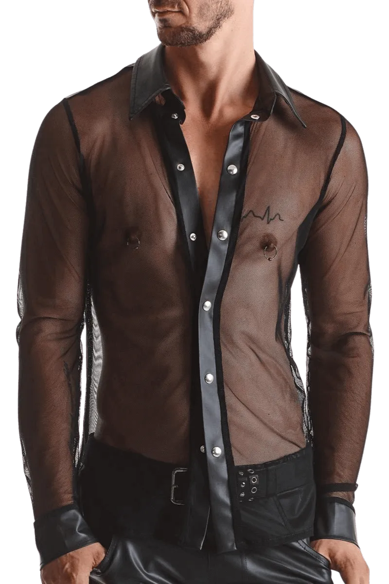 transparentes Hemd mit Netz und Wetlook transparentes Hemd mit Netz und Wetlook