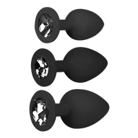 3tlg. Analplug Set mit Kristall - S/M/L schwarz 3tlg. Analplug Set mit Kristall - S/M/L schwarz