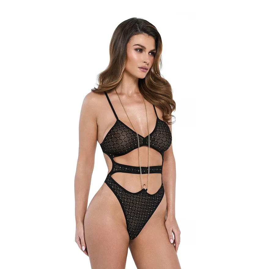 Luxuriöser Tüll-Body mit goldenen Stickereien Luxuriöser Tüll-Body mit goldenen Stickereien