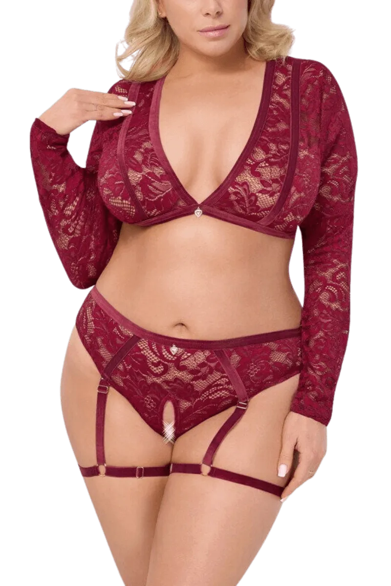 Langarm Dessous Set rot Plus Size Langarm Dessous Set rot Plus Size