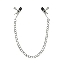 Stainless Steel Aligator: Nippelklemmen mit Kette, silber Stainless Steel Aligator: Nippelklemmen mit Kette, silber