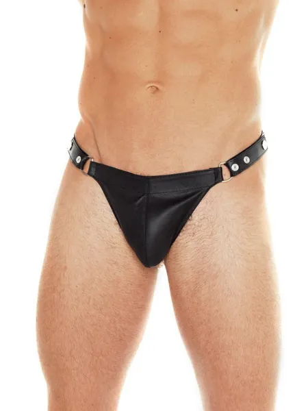 Lederstring mit Druckknöpfen, schwarz (One Size) Lederstring mit Druckknöpfen, schwarz (One Size)