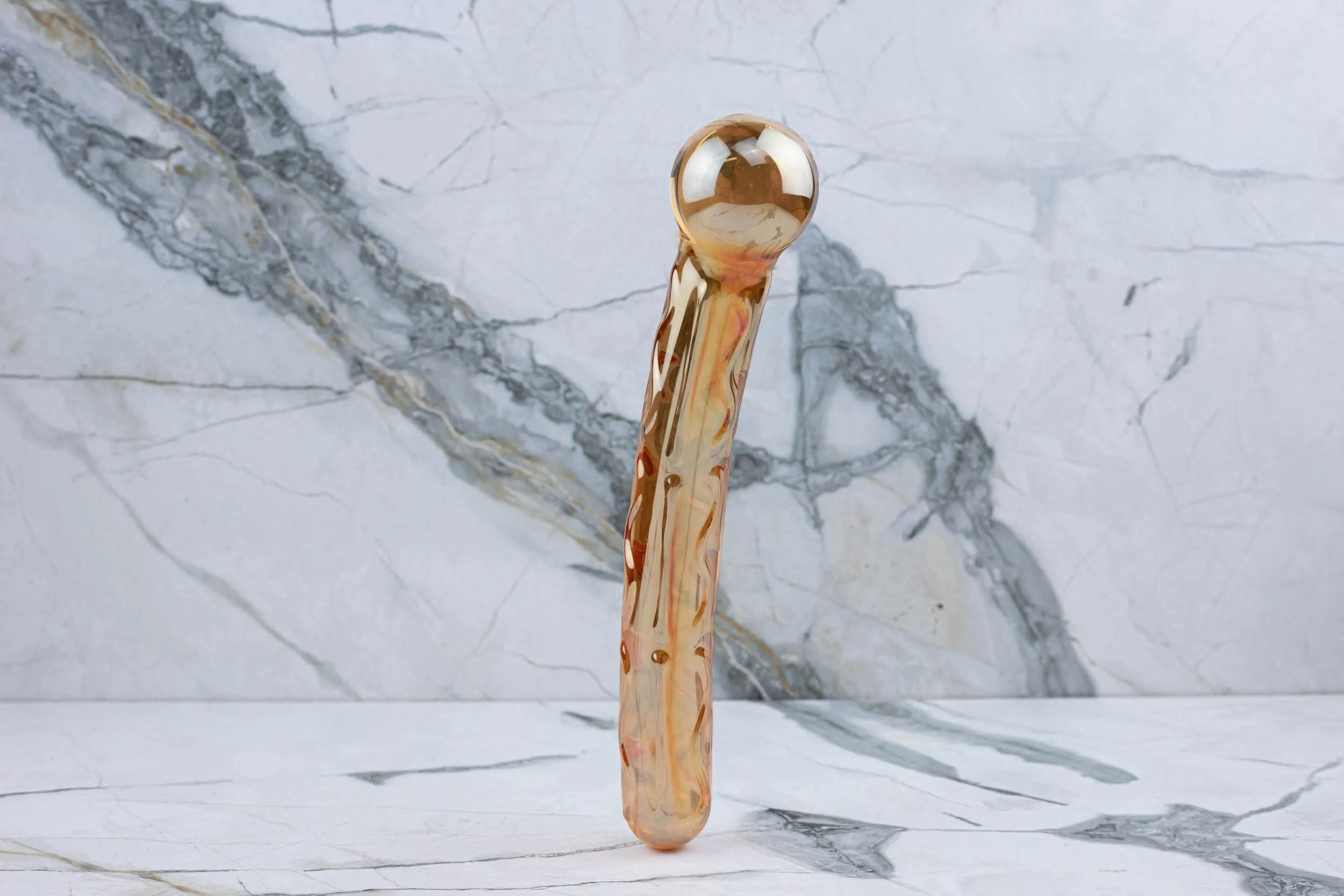 Gläs - Orange Kitzler Glas Dildo – Bild 2