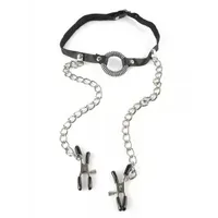 Fetish Fantasy: O-Ring-Knebel mit Nippelklemmen Fetish Fantasy: O-Ring-Knebel mit Nippelklemmen