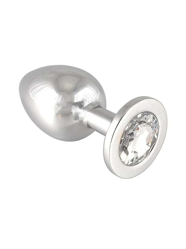 Edelstahl-Buttplug mit klarem Kristall (155g) Edelstahl-Buttplug mit klarem Kristall (155g)