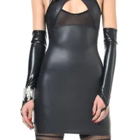 Patrice Catanzaro: Wetlook-Armstulpen, schwarz (L) Patrice Catanzaro: Wetlook-Armstulpen, schwarz (L)