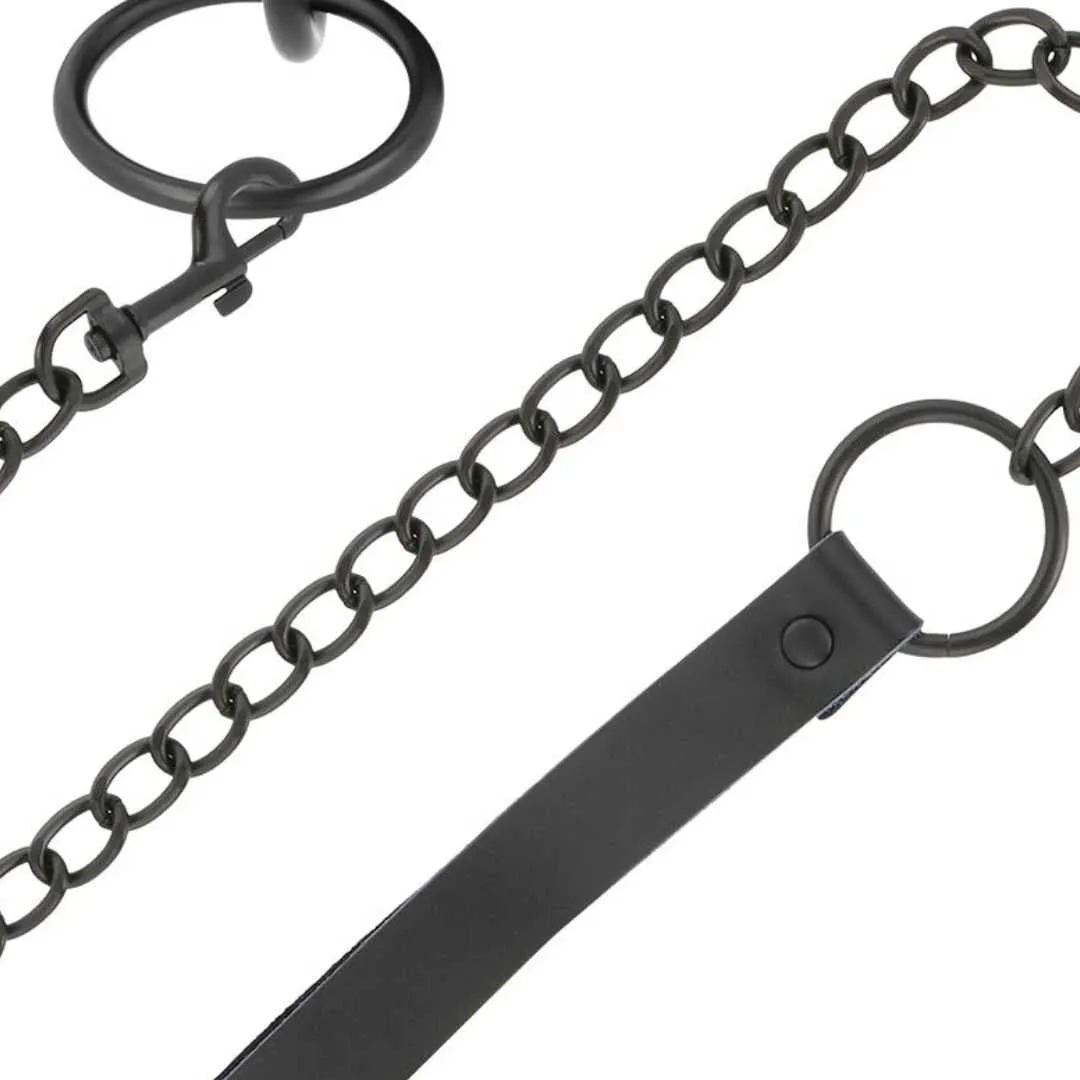 Dünnes schwarzes Halsband mit Leine – Bild 3