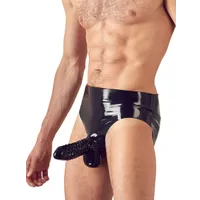 Latex-Brief mit Penishülle, schwarz (S) Latex-Brief mit Penishülle, schwarz (S)