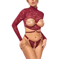 2tlg. Spitzen-Set ouvert rot 2tlg. Spitzen-Set ouvert rot