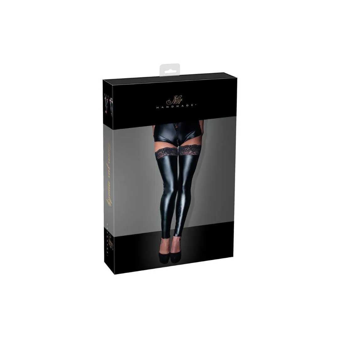 Overknee Stulpen im Wetlook mit Spitzenabschluss – Bild 5