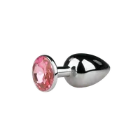 Silberner Analplug mit rosa Kristall - S/M/L Silberner Analplug mit rosa Kristall - S/M/L