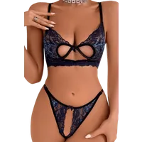 2tlg. Lingerie Set blau/schwarz 2tlg. Lingerie Set blau/schwarz