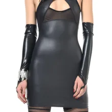 Patrice Catanzaro: Wetlook-Armstulpen, schwarz (L) Patrice Catanzaro: Wetlook-Armstulpen, schwarz (L)