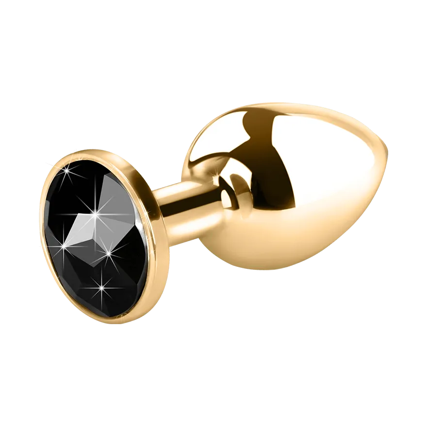 Edelstahl-Dildo mit Kristall, gold, 7,5 cm Edelstahl-Dildo mit Kristall, gold, 7,5 cm