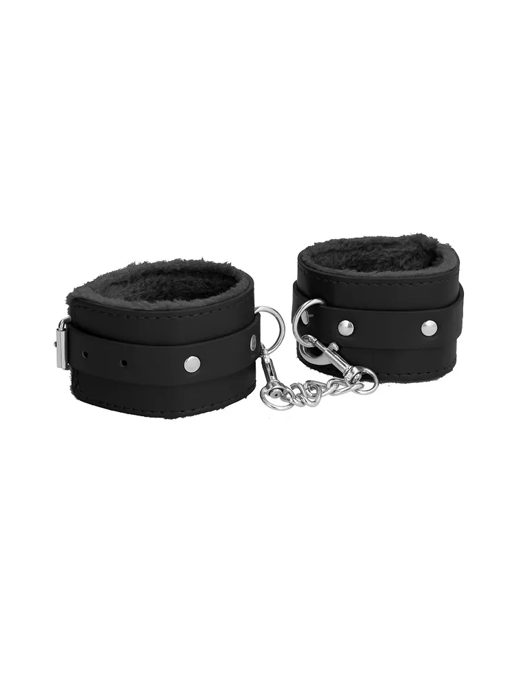 Ouch! Plush Leather Ankle Cuffs: Fußfesseln, schwarz Ouch! Plush Leather Ankle Cuffs: Fußfesseln, schwarz
