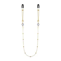 Goldene Brustwarzenklemmen mit Kette und Perlen Goldene Brustwarzenklemmen mit Kette und Perlen