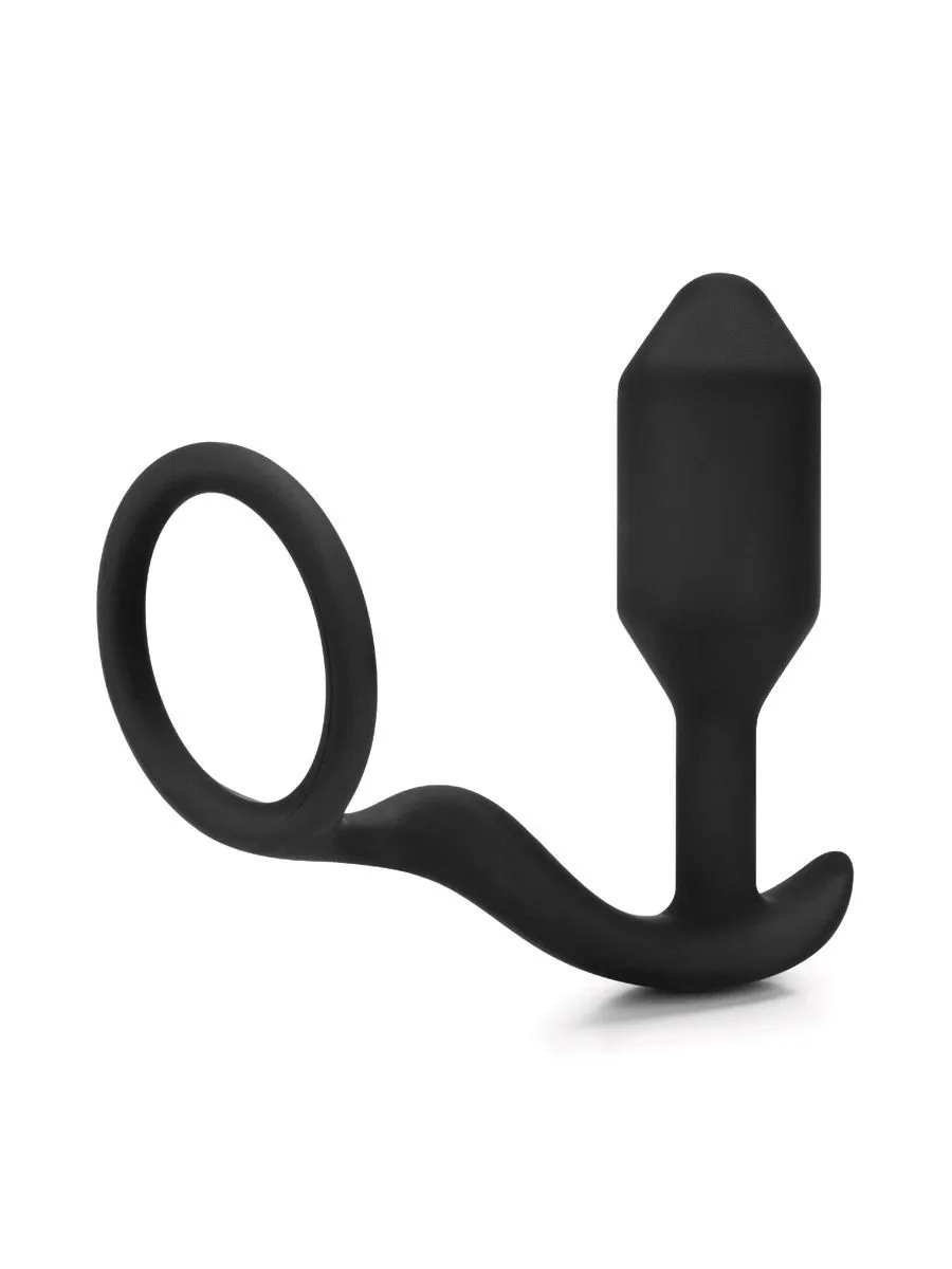 B-Vibe Snug & Tug: Silikon-Analplug mit Penisring (128g), schwarz B-Vibe Snug & Tug: Silikon-Analplug mit Penisring (128g), schwarz