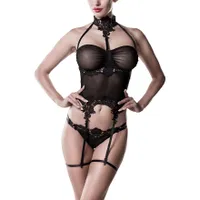Erotisches Dessous-Set mit Strapshaltern, 2-tlg. Erotisches Dessous-Set mit Strapshaltern, 2-tlg.