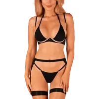 3tlg. Dessous Set beige schwarz 3tlg. Dessous Set beige schwarz