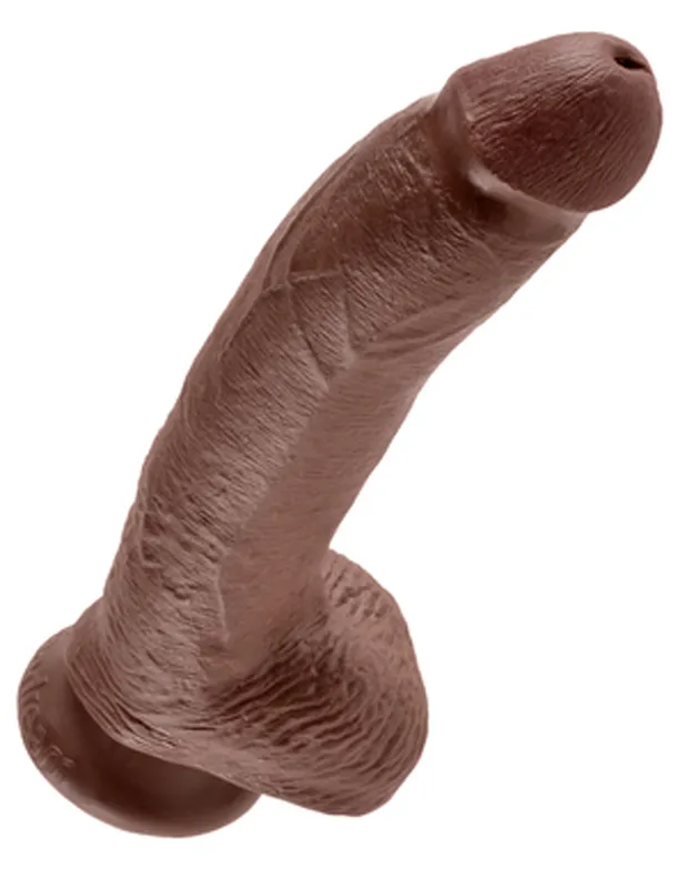 King Cock Dildo mit Hoden - 25 cm - Dunkel – Bild 3