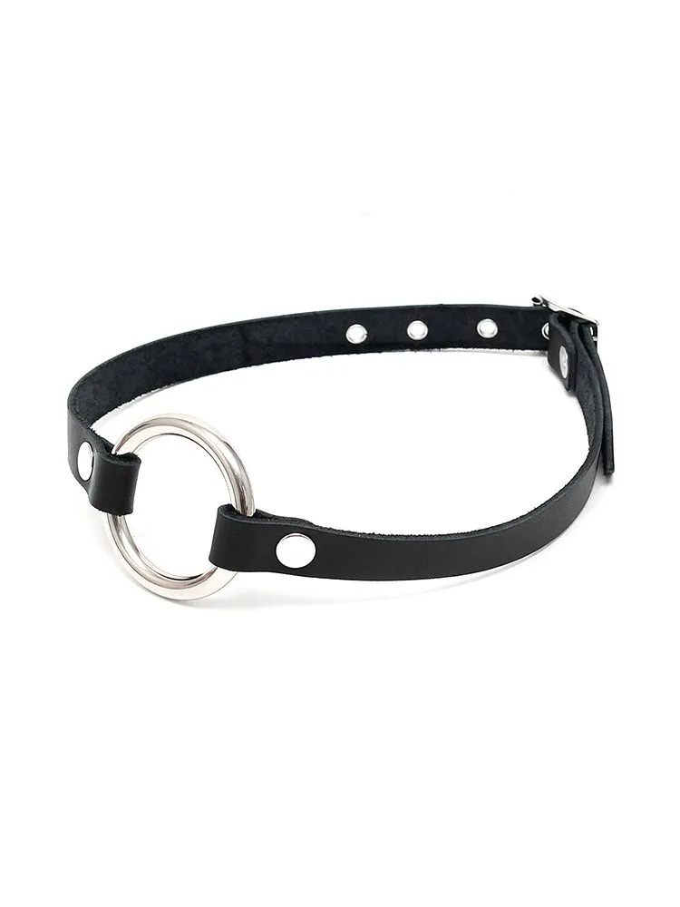 Leder-Knebel mit Metallring, schwarz Leder-Knebel mit Metallring, schwarz