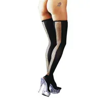 Halterlose Strümpfe: Cross, schwarz (M/L) Halterlose Strümpfe: Cross, schwarz (M/L)