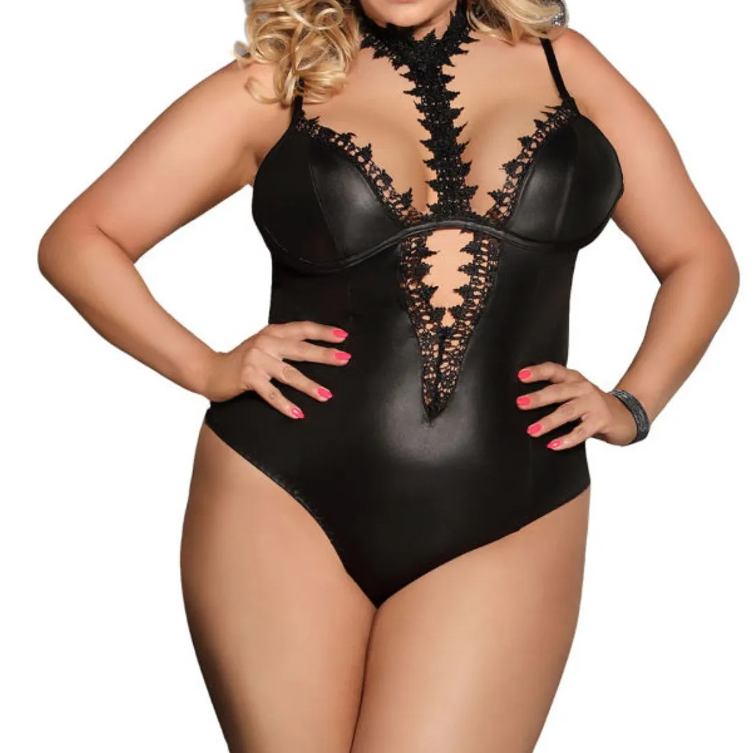 Stringbody aus Kunstleder mit Halsband – Bild 2