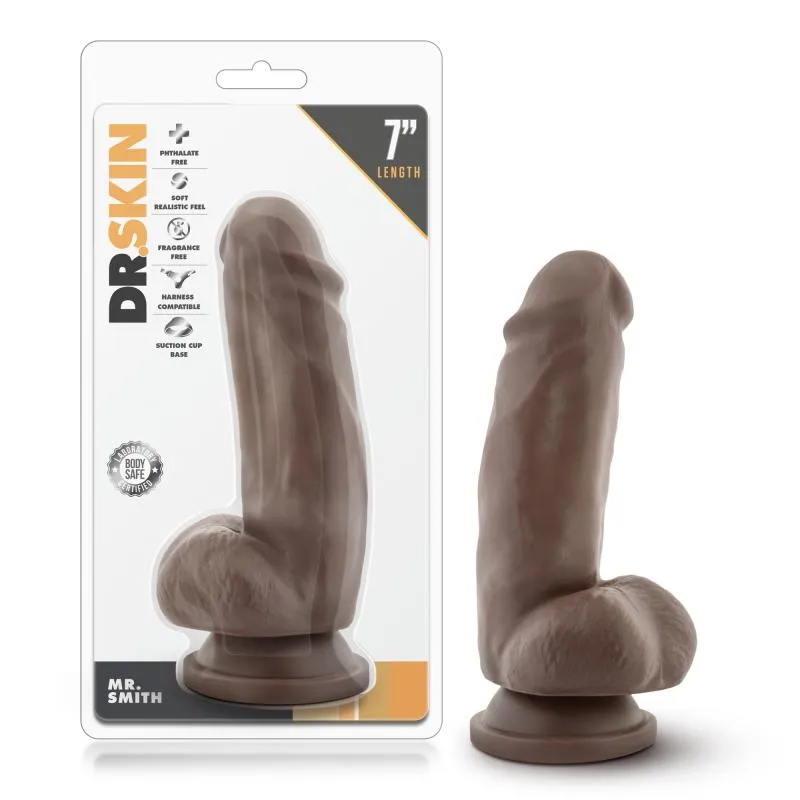 Dr. Skin »Mr. Smith« Realistischer Dildo mit Saugnapf - 17,8 cm - Schokoladenbraun – Bild 3