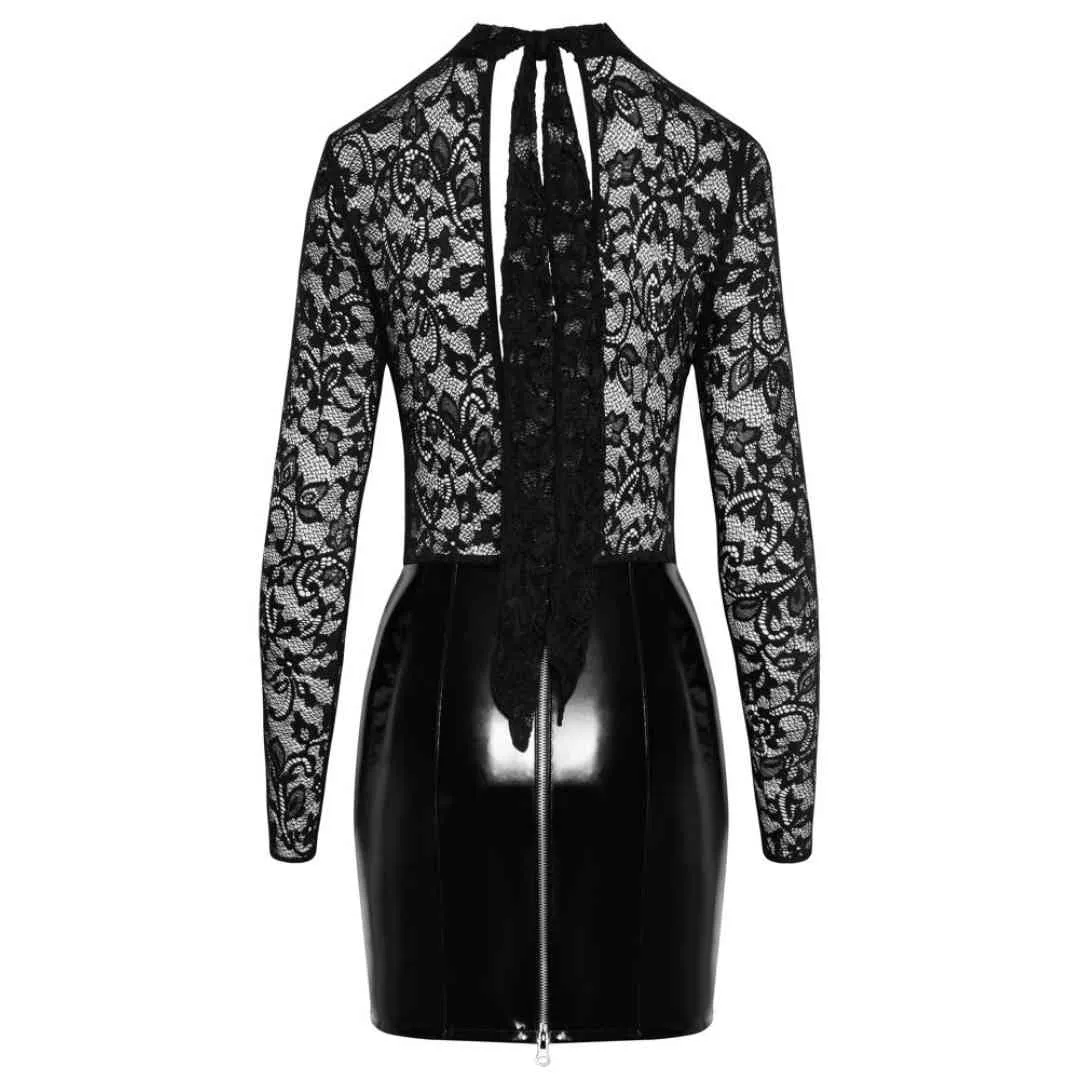 Langarm-Minikleid mit Stehkragen-Neckholder – Bild 4