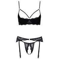 Straps-Set aus Spitze mit Glitzerringen, 3-teilig Straps-Set aus Spitze mit Glitzerringen, 3-teilig