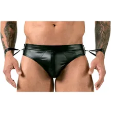 Pofreier Jock-Slip im Mattlook mit Handfesselriemen Pofreier Jock-Slip im Mattlook mit Handfesselriemen