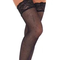 Halterlose Netzstrümpfe, schwarz (One Size) Halterlose Netzstrümpfe, schwarz (One Size)