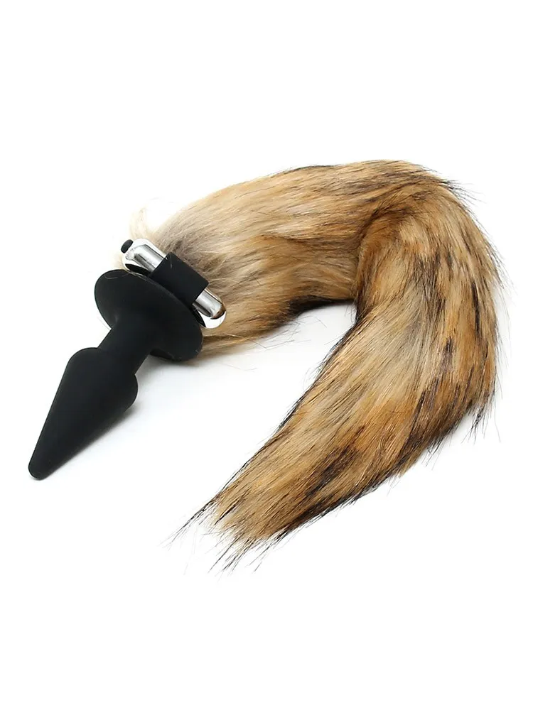 Silikon-Vibroplug mit Fuchsschwanz, schwarz Silikon-Vibroplug mit Fuchsschwanz, schwarz