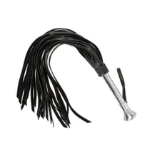 Peitsche mit Edelstahlgriff und breiten Lederriemen Peitsche mit Edelstahlgriff und breiten Lederriemen