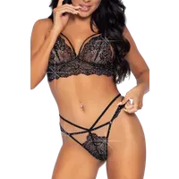 2tlg. Set mit Strass und Riemchen - schwarz 2tlg. Set mit Strass und Riemchen - schwarz