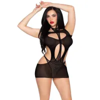 Leg Avenue - Minikleid und Halter Teddy - Schwarz Leg Avenue - Minikleid und Halter Teddy - Schwarz