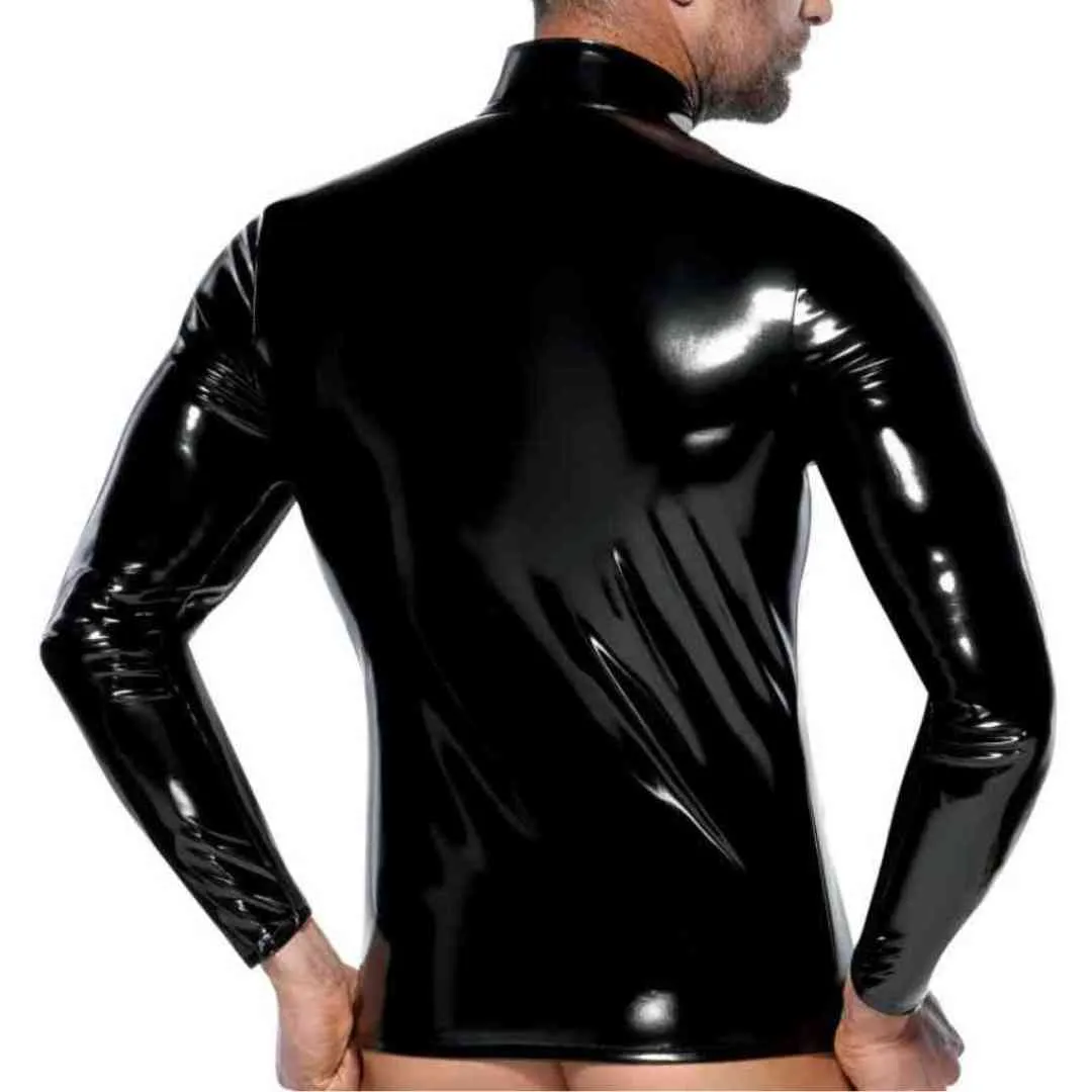 Langarm-Shirt aus Lack mit Netz-Einsätzen – Bild 4