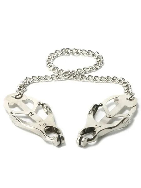 Master Series Monarch Clover: Nippelklemmen mit Kette, silber Master Series Monarch Clover: Nippelklemmen mit Kette, silber