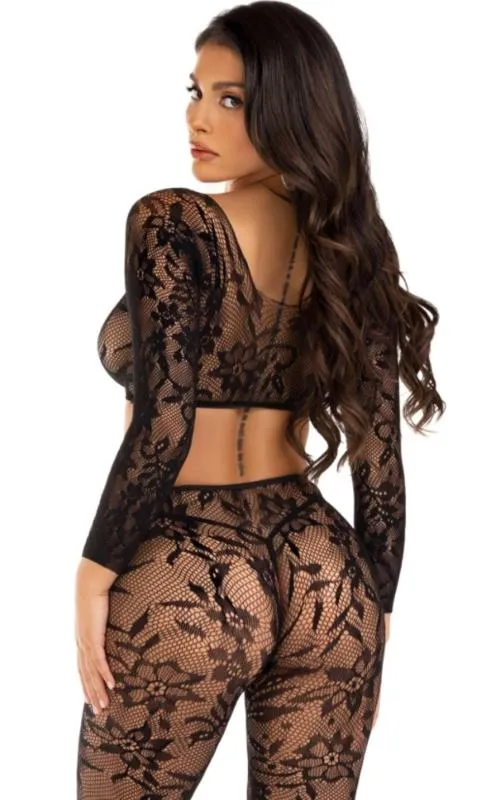 Leg Avenue - Crop Top & Fußlose Leggings - Schwarz – Bild 4