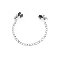 Metall-Nippelklemmen mittel mit Kette, silber Metall-Nippelklemmen mittel mit Kette, silber