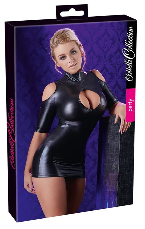 Wetlook-Minikleid schulterfrei – Bild 3