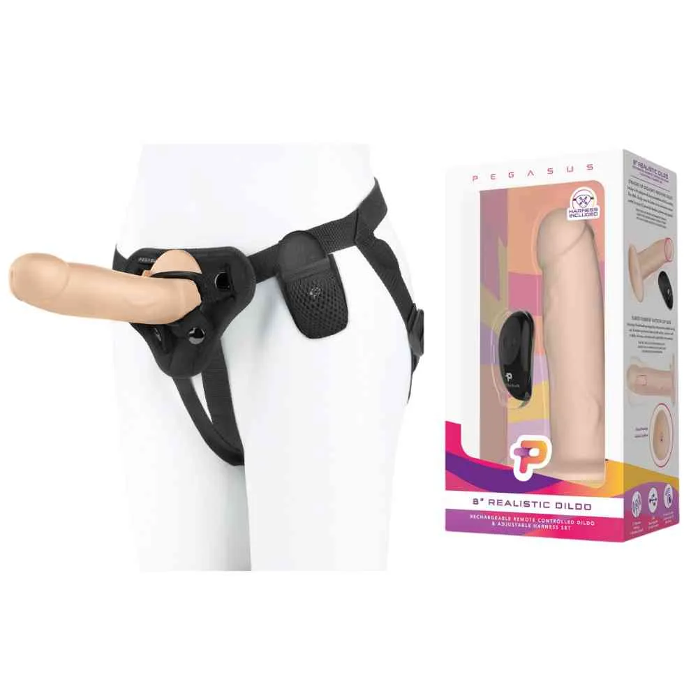 Vibro-Dildo 8'' Harness Set mit Fernbedienung – Bild 3