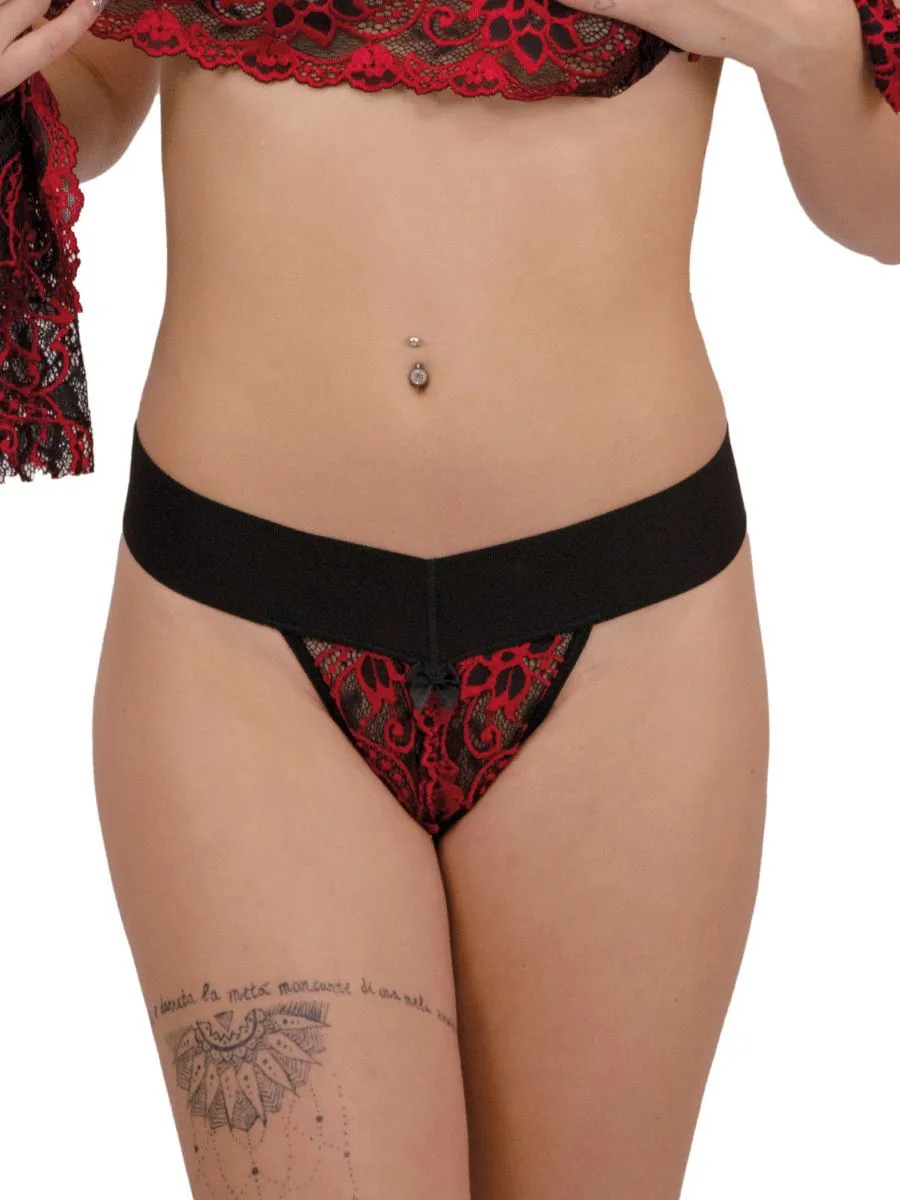 Eros Veneziani Natale: Ouvertstring, rot/schwarz (M/L) Eros Veneziani Natale: Ouvertstring, rot/schwarz (M/L)