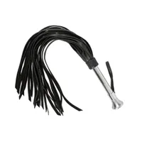 Peitsche mit Edelstahlgriff und breiten Lederriemen Peitsche mit Edelstahlgriff und breiten Lederriemen